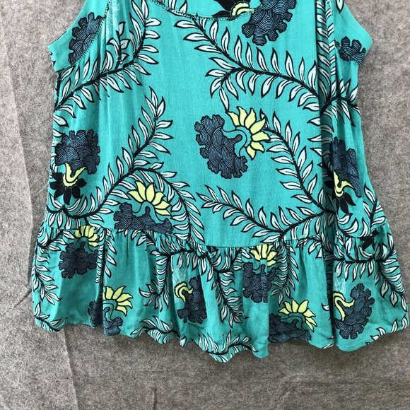Loft Cami Top Womens S Peplum Floral Blue Teal Flowy Rayon Beachy Tropical - Picture 4 of 8